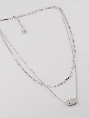 Kendra Scott Oval Double Layer H Chain White Quartz Necklace